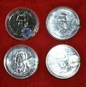 Set 4 monete placcate 2016 P&D Ronald Reagan posizione dollaro presidenziale A&B - Foto 1 di 2