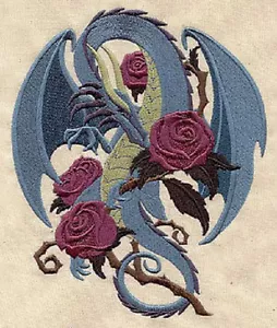 JUEGO DE 2 TOALLAS BORDADAS A MANO DRAGON OLLING THE ROSES HALLAZGO RARO de laura - Imagen 1 de 1