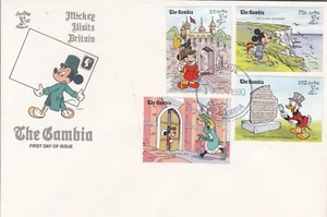 GAMBIA – 1990 “DISNEY – STAMPWORLD LONDON’90 / MICKEY VISITS BRITAIN” 4v on FDC - Picture 1 of 1