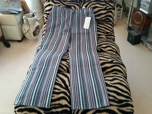 LADIES "HABELLA" MULTI COLOURED DENIM STRIPED JEANS SIZES 10-14-16 SLIM FIT - Picture 1 of 6