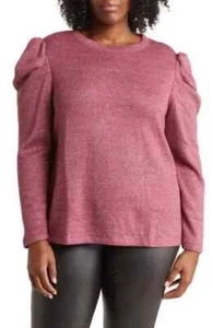 CECE - TAGLIE FORTI: 3X - Maglione maglia manica a sbuffo Wine Sparkle - NUOVO! - Foto 1 di 1