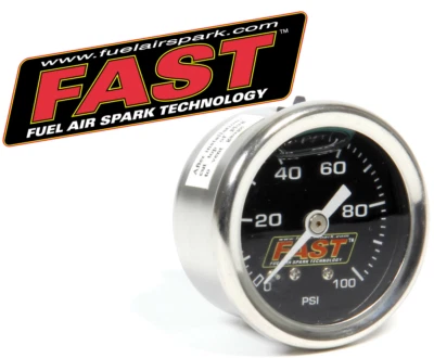FAST 54027G 0-100 Psi 1.5" Black Face Liquid Filled Fuel Pressure Gauge - Image 1 of 3