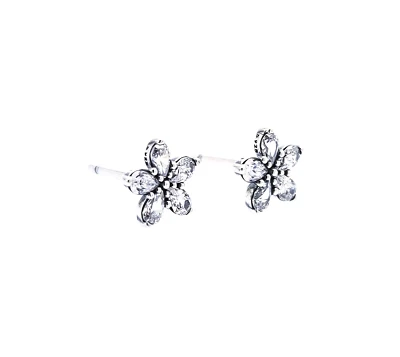 New  Authentic PANDORA 925 Silver Sparkling Snowflake Stud Earrings 299239C01 - Image 1 of 4