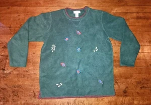 Vintage Bonnie Evans Fall Leaves Pullover Oversize Fleecepullover Damen Medium - Bild 1 von 5