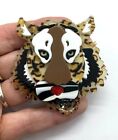 Fab Large Art Deco Style Tiger Face Cat Acrylic Costume Brooch - BN - 6.5cm
