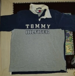 De Colección Años 90 Tommy Hilfiger Logotipo Grande Hechizado Azul/Gris/Blanco - Imagen 1 de 6