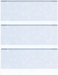 125 Sheets - 375 Checks  Blank Check Stock Paper - Blue - Three (3) on a Page - Picture 1 of 5