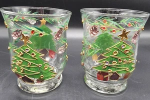 Pair Of Fifth Avenue Crystal Christmas Tree Hurricane Tea Light Candle Holders - Picture 1 of 4