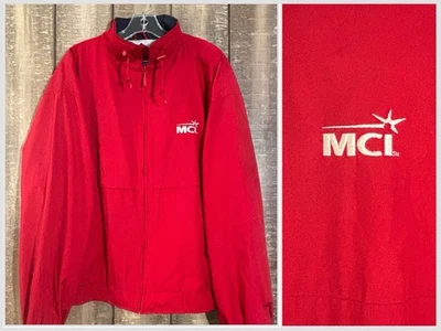 Vintage MCI Red Employee Issued Jacket XL Mesh Lined Full Zip Telecom Promo - Image 1 of 4