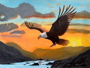 "Eagle at Sunset" painting - Picture 1 of 1