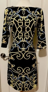 J McLaughlin bedrucktes Etui dehnbares Langarm Kleid Gr. M ~ STYLISCH - Bild 1 von 12