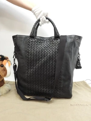 Bottega Veneta vertical tote bag black intrecciato leather 12.5*14.1*4.3 inch - Image 1 of 4