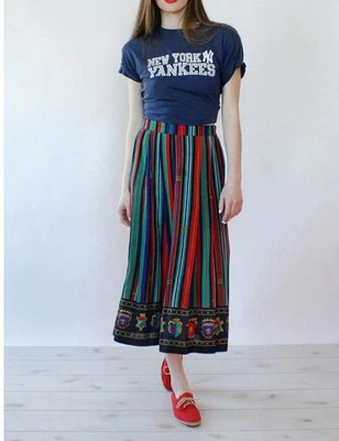 Chaus Petites 复古 Crest 茶长 Midi Flair 裙 90 年代抽象尺寸 12 — 第 1/4 张图片