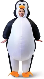 Inflatable Costume Penguin Air Blow-Up Deluxe Halloween Costume - Child (7-10 Yr - Picture 1 of 8