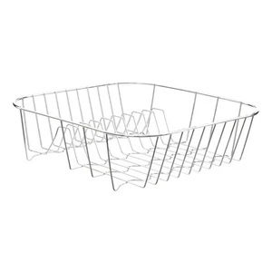 Laurie Square Chrome Wire Dish Drainer Cup Cutlery Plate Holder Kitchen Sink Rac - Picture 1 of 1