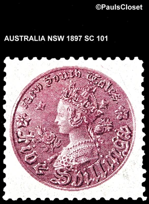 AUSTRALIA NSW 1897 SC 101 RED VIOLET 5/- MHR P13 WM 53 F/VF - Image 1 of 2