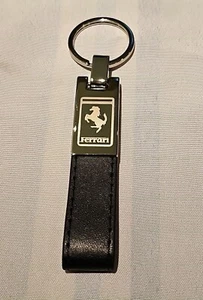 Vintage Ferrari Key Chain Fob Black Leather Laser Engraved free shipping - Picture 1 of 7