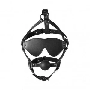 Sadomaso Gesichtsgeschirr mit Augenmaske und Biss BDSM Zwang Bondage - Bild 1 von 10