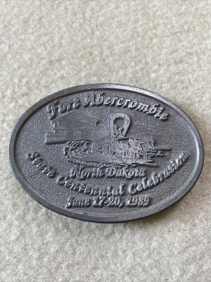 Fort Abercrombie North Dakota 1989 State Centennial Celebration Belt Buckle - Image 1 of 2