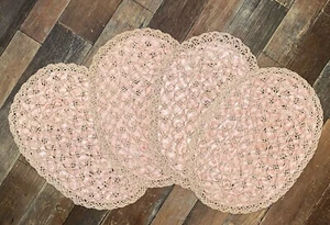 4 Vtg Hallie St. Mary Pink Woven Placemats Straw Raffia Paper Boho Retro Italy - Picture 1 of 8