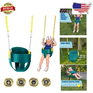 Toddler Swing Seat - Vibrant Green High Back Design with Safety Chain Features - Picture 1 of 8