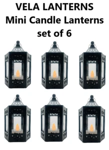 Vela Lanterns Mini Candle Lantern Flickering Led Tea Light Candle 6 Pack Black - Picture 1 of 10