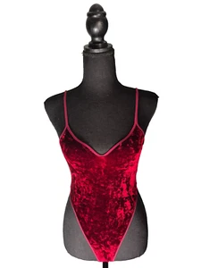 Body Vintage Mujer Mediano Años 80 Terciopelo Tanque Rojo Sexy Vampiro Femenino - Imagen 1 de 10