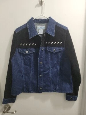 Chaqueta vaquera vintage L.A. BLUES azul con decoración negra y plateada talla Mediano Foto 1 de 4
