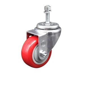 Rueda giratoria de poliuretano rojo de 3 pulgadas 10 mm varilla roscada SCC - Imagen 1 de 4