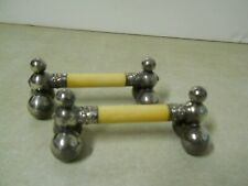 x2 Vintage French Silver Plated & Ivory Bone Ball Feet Knife Rest Lot# 8