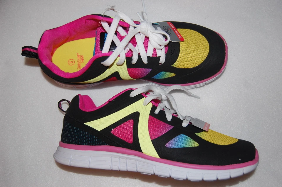 Niñas Zapatos para Correr NEGRO ROSA AMARILLO ARCO IRIS Bloque de Color Atlético Talla 6 Foto 1 de 1