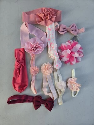 Lote de 11 peças de fita de renda para cabelo bebê menina sortida vermelha e rosa - Imagem 1 de 4