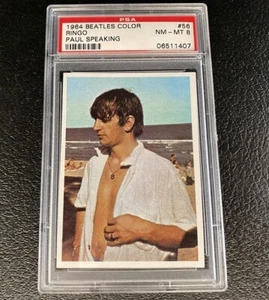 Ringo Starr Rookie Card PSA 8 1964 Beatles Color Topps #56 Paul McCartney Music - Picture 1 of 6
