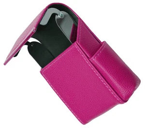 Accendino flip top in pelle custodia rigida per sigarette rosa supporto fumo venditore USA - Foto 1 di 9