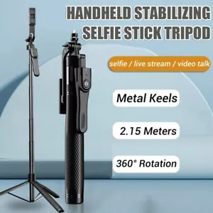 84" Selfie Stick Phone Tripod Stand with Bluetooth Remote Potable US Universal - Picture 1 of 20