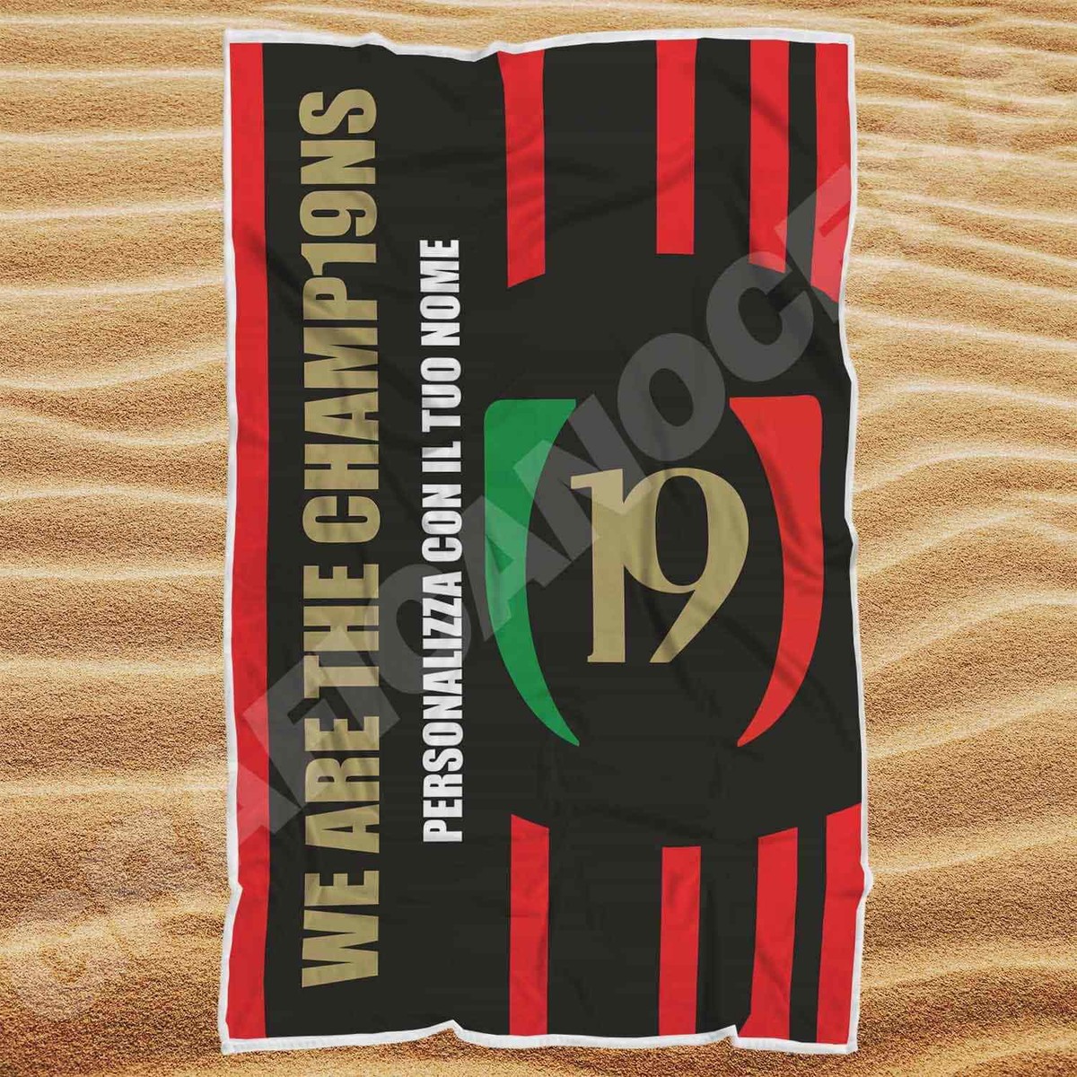 Coperta Ufficiale AC Milan - Morbida, Logo Stampato, 150x210 Cm, Nero E Rosso