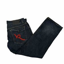 VTG Rocawear Jeans Men Sz 39x32 Blue Baggy Skater Hip Hop Y2K Flap Pockets Dark