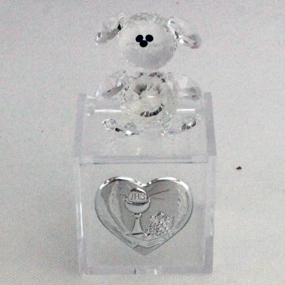 24198-trasparente Bomboniere Scatoline in plastica con Orsetto in cristallo e pi - Immagine 1 di 1