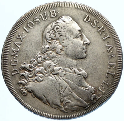 1760 GERMAN STATES Bavaria Maximilian III ANTIQUE OLD Silver Thaler Coin i97686 - Image 1 of 3