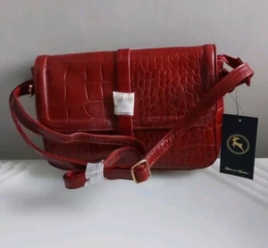 Ashwood Chloe Medium Flapover Cross-Body rot Kroko Höhe 18,5 cm Breite 27,5 cm QVC - Bild 1 von 6