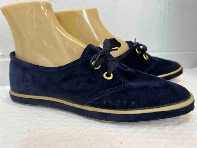 Sz 7.5 M  NOS Vtg KEDS Shoes Faux Suede NAVY BLUE Sneakers Velvet Velour Oxford - Image 1 of 4