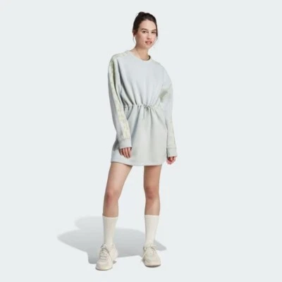 Adidas Floral Graphic 2 Stripes Fleece Dress NWT Small Medium - Image 1 of 4