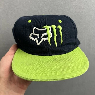 Sombrero de colección Fox Racing Monster para hombre talla 7 1/8 negro verde ajustado Y2K motocross Foto 1 de 4