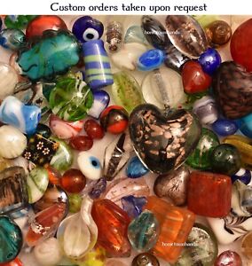 Lampwork Beads, 5 LB  Bulk, Mixed Style & Colors, Handmade Glass