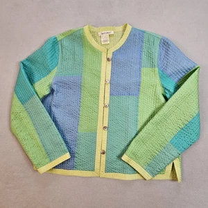 Travel Smith Jacket Sz L  Silk Reversible Lightweight Pastel Block / Lt. Yellow - Picture 1 of 18