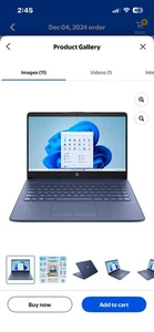 HP 14” Intel Celeron Blue Laptop 64GB - Picture 1 of 10