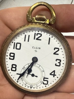 Reloj Bolsillo 1948 Elgin Grado 574 Modelo 20 16s 17j Chapado Caja Dorada Funciona Foto 1 de 4