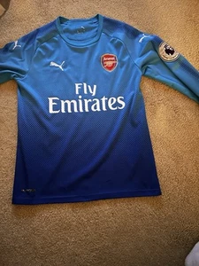 Aubameyang #14 Arsenal 2017/2018 PUMA Away Long Sleeve Football Shirt Men's M - Picture 1 of 4