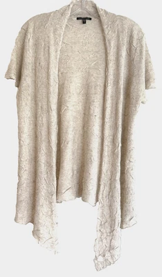 Cárdigan Suéter Eileen Fisher Beige Avena Encogido de hombros Corto Slv Claro con Textura M Foto 1 de 4