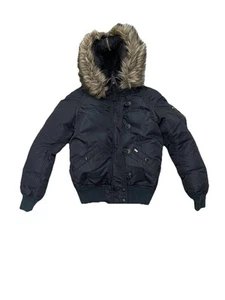 Denim & Supply Ralph Lauren Down Snorkel Black Faux Fur Flight Jacket Womens xs - Picture 1 of 3